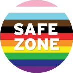 LGTBQ+ Safe Zone identifier with rainbow colored background